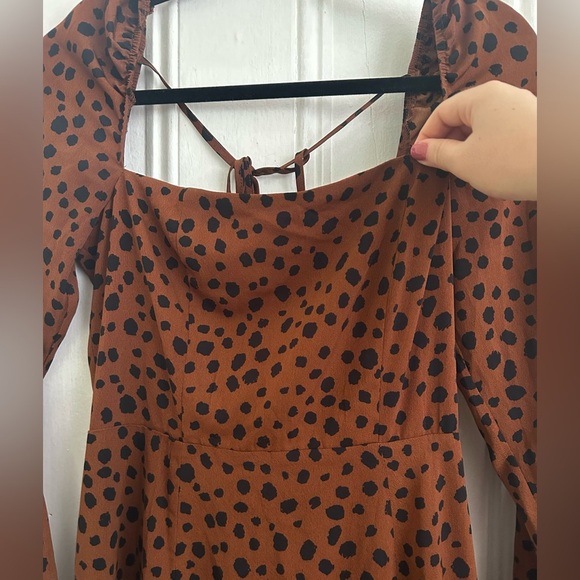 NWOT Few Moda Caara Lenon Abstract Leopard Flare Dress - Picture 3 of 7